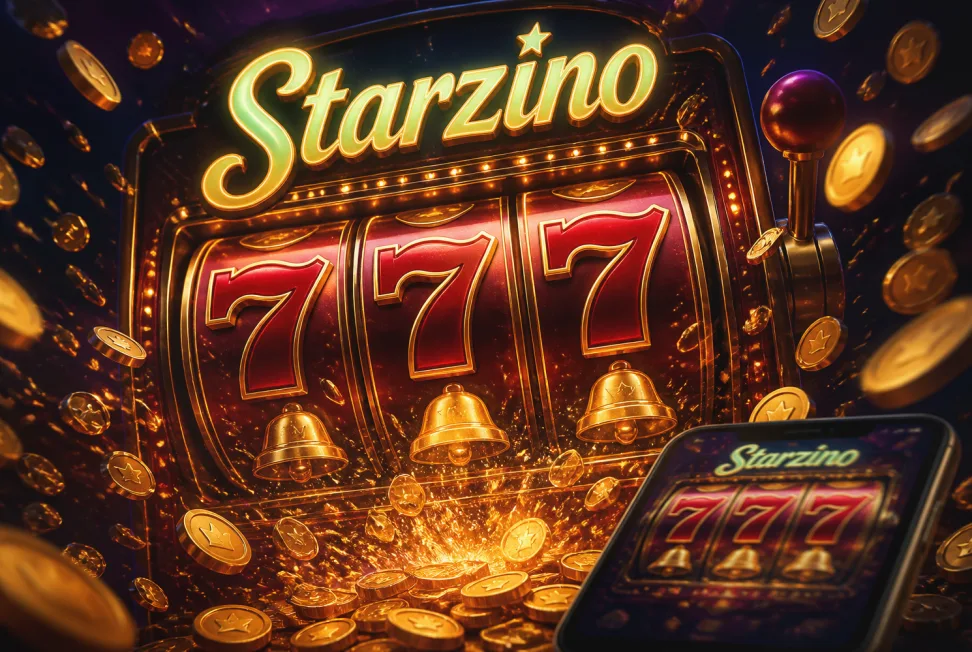 Mobiele weergave van Starzino in de browser met cashout-knop binnen duimbereik